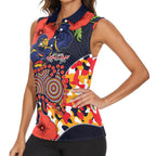 Adelaide Crows ANZAC Day Tribute Women Sleeveless Polo Shirt Indigenous Dot Art Poppy Remembrance Football Warrior