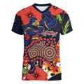 Adelaide Crows ANZAC Day Tribute Women V-Neck T-Shirt Indigenous Dot Art Poppy Remembrance Football Warrior