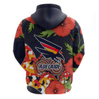 Adelaide Crows ANZAC Day Tribute Zip Hoodie Indigenous Dot Art Poppy Remembrance Football Warrior