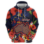 Adelaide Crows ANZAC Day Tribute Zip Hoodie Indigenous Dot Art Poppy Remembrance Football Warrior