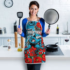 Personalised Cronulla Sharks ANZAC Apron Indigenous Wave Pattern Poppy Remembrance Shark Warrior