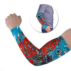 Personalised Cronulla Sharks ANZAC Arm Sleeves Indigenous Wave Pattern Poppy Remembrance Shark Warrior