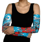 Personalised Cronulla Sharks ANZAC Arm Sleeves Indigenous Wave Pattern Poppy Remembrance Shark Warrior