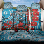 Personalised Cronulla Sharks ANZAC Back Car Seat Cover Indigenous Wave Pattern Poppy Remembrance Shark Warrior