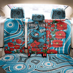 Personalised Cronulla Sharks ANZAC Back Car Seat Cover Indigenous Wave Pattern Poppy Remembrance Shark Warrior