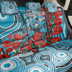 Personalised Cronulla Sharks ANZAC Back Car Seat Cover Indigenous Wave Pattern Poppy Remembrance Shark Warrior