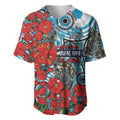 Personalised Cronulla Sharks ANZAC Baseball Jersey Indigenous Wave Pattern Poppy Remembrance Shark Warrior