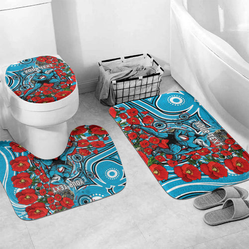 Personalised Cronulla Sharks ANZAC Bathroom Set Indigenous Wave Pattern Poppy Remembrance Shark Warrior