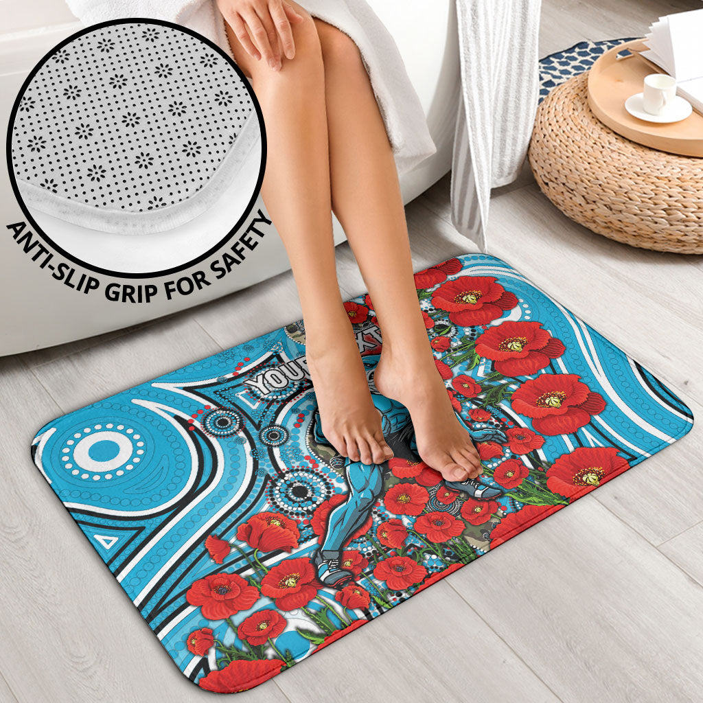 Personalised Cronulla Sharks ANZAC Bathroom Set Indigenous Wave Pattern Poppy Remembrance Shark Warrior