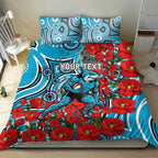 Personalised Cronulla Sharks ANZAC Bedding Set Indigenous Wave Pattern Poppy Remembrance Shark Warrior