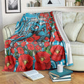 Personalised Cronulla Sharks ANZAC Blanket Indigenous Wave Pattern Poppy Remembrance Shark Warrior