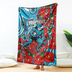 Personalised Cronulla Sharks ANZAC Blanket Indigenous Wave Pattern Poppy Remembrance Shark Warrior