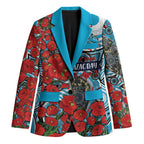 Personalised Cronulla Sharks ANZAC Blazer Indigenous Wave Pattern Poppy Remembrance Shark Warrior