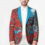 Personalised Cronulla Sharks ANZAC Blazer Indigenous Wave Pattern Poppy Remembrance Shark Warrior