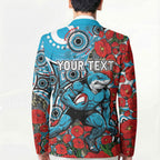 Personalised Cronulla Sharks ANZAC Blazer Indigenous Wave Pattern Poppy Remembrance Shark Warrior