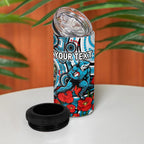 Personalised Cronulla Sharks ANZAC 4 in 1 Can Cooler Tumbler Indigenous Wave Pattern Poppy Remembrance Shark Warrior