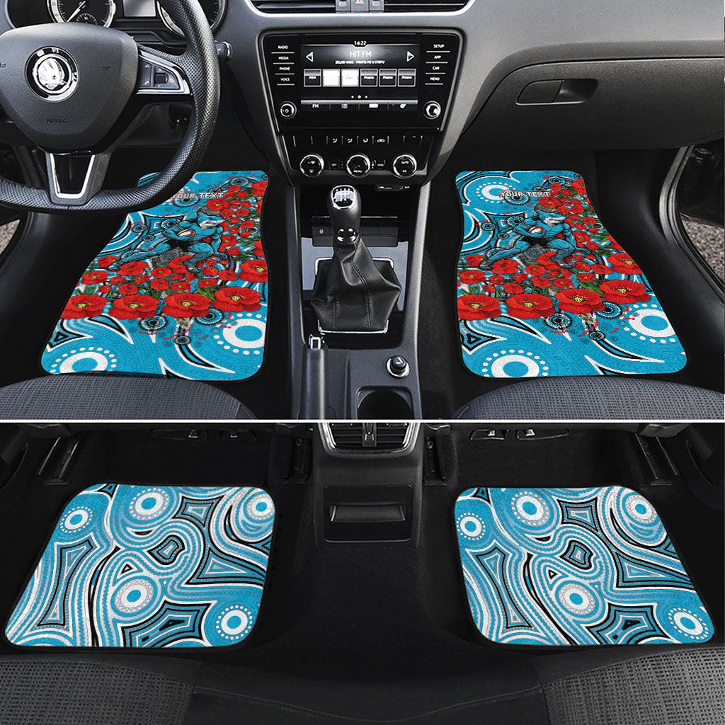 Personalised Cronulla Sharks ANZAC Car Mats Indigenous Wave Pattern Poppy Remembrance Shark Warrior