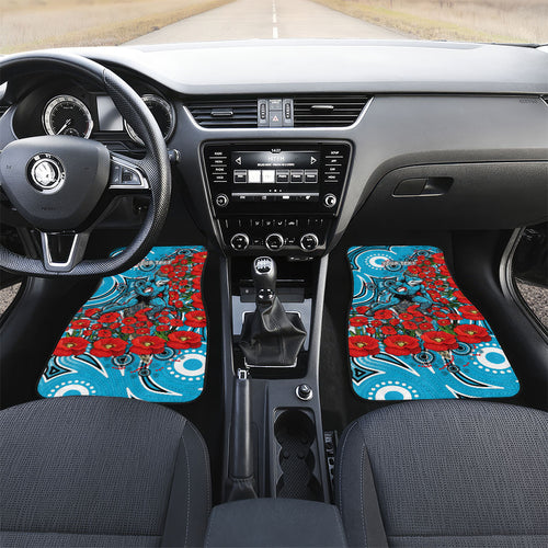 Personalised Cronulla Sharks ANZAC Car Mats Indigenous Wave Pattern Poppy Remembrance Shark Warrior