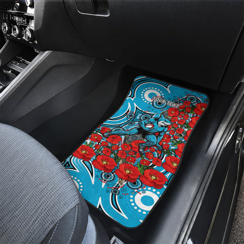 Personalised Cronulla Sharks ANZAC Car Mats Indigenous Wave Pattern Poppy Remembrance Shark Warrior