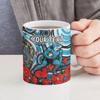 Personalised Cronulla Sharks ANZAC Ceramic Mug Indigenous Wave Pattern Poppy Remembrance Shark Warrior