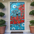 Personalised Cronulla Sharks ANZAC Door Cover Indigenous Wave Pattern Poppy Remembrance Shark Warrior