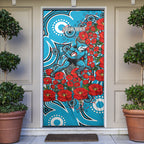 Personalised Cronulla Sharks ANZAC Door Cover Indigenous Wave Pattern Poppy Remembrance Shark Warrior