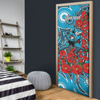 Personalised Cronulla Sharks ANZAC Door Cover Indigenous Wave Pattern Poppy Remembrance Shark Warrior