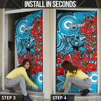 Personalised Cronulla Sharks ANZAC Door Cover Indigenous Wave Pattern Poppy Remembrance Shark Warrior
