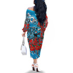Personalised Cronulla Sharks ANZAC Family Matching Off The Shoulder Long Sleeve Dress and Hawaiian Shirt Indigenous Wave Pattern Poppy Remembrance Shark Warrior