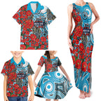 Personalised Cronulla Sharks ANZAC Family Matching Tank Maxi Dress and Hawaiian Shirt Indigenous Wave Pattern Poppy Remembrance Shark Warrior