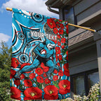 Personalised Cronulla Sharks ANZAC Garden Flag Indigenous Wave Pattern Poppy Remembrance Shark Warrior