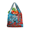 Personalised Cronulla Sharks ANZAC Grocery Bag Indigenous Wave Pattern Poppy Remembrance Shark Warrior