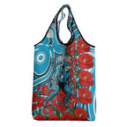 Personalised Cronulla Sharks ANZAC Grocery Bag Indigenous Wave Pattern Poppy Remembrance Shark Warrior