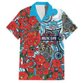 Personalised Cronulla Sharks ANZAC Hawaiian Shirt Indigenous Wave Pattern Poppy Remembrance Shark Warrior