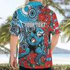 Personalised Cronulla Sharks ANZAC Hawaiian Shirt Indigenous Wave Pattern Poppy Remembrance Shark Warrior