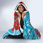Personalised Cronulla Sharks ANZAC Hooded Blanket Indigenous Wave Pattern Poppy Remembrance Shark Warrior