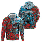 Personalised Cronulla Sharks ANZAC Hoodie Indigenous Wave Pattern Poppy Remembrance Shark Warrior