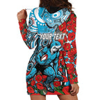 Personalised Cronulla Sharks ANZAC Hoodie Dress Indigenous Wave Pattern Poppy Remembrance Shark Warrior