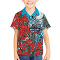 Personalised Cronulla Sharks ANZAC Kid Hawaiian Shirt Indigenous Wave Pattern Poppy Remembrance Shark Warrior