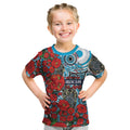 Personalised Cronulla Sharks ANZAC Kid T Shirt Indigenous Wave Pattern Poppy Remembrance Shark Warrior