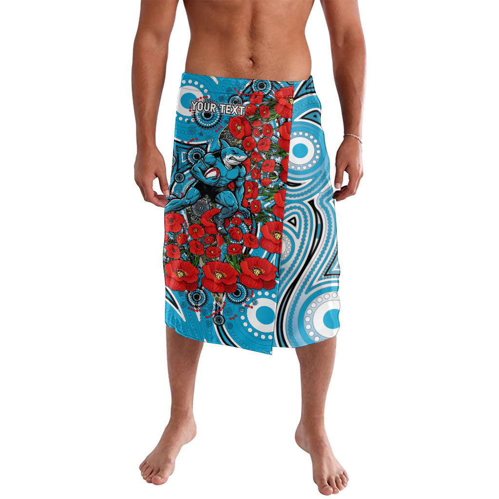 Personalised Cronulla Sharks ANZAC Lavalava Indigenous Wave Pattern Poppy Remembrance Shark Warrior