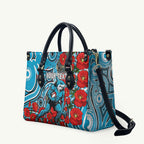 Personalised Cronulla Sharks ANZAC Leather Bag Indigenous Wave Pattern Poppy Remembrance Shark Warrior