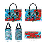Personalised Cronulla Sharks ANZAC Leather Bag Indigenous Wave Pattern Poppy Remembrance Shark Warrior