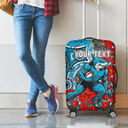 Personalised Cronulla Sharks ANZAC Luggage Cover Indigenous Wave Pattern Poppy Remembrance Shark Warrior