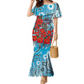 Personalised Cronulla Sharks ANZAC Mermaid Dress Indigenous Wave Pattern Poppy Remembrance Shark Warrior