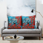 Personalised Cronulla Sharks ANZAC Pillow Cover Indigenous Wave Pattern Poppy Remembrance Shark Warrior