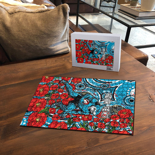 Personalised Cronulla Sharks ANZAC Puzzle Indigenous Wave Pattern Poppy Remembrance Shark Warrior