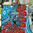 Personalised Cronulla Sharks ANZAC Quilt Indigenous Wave Pattern Poppy Remembrance Shark Warrior