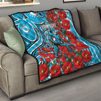Personalised Cronulla Sharks ANZAC Quilt Indigenous Wave Pattern Poppy Remembrance Shark Warrior