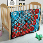 Personalised Cronulla Sharks ANZAC Quilt Indigenous Wave Pattern Poppy Remembrance Shark Warrior